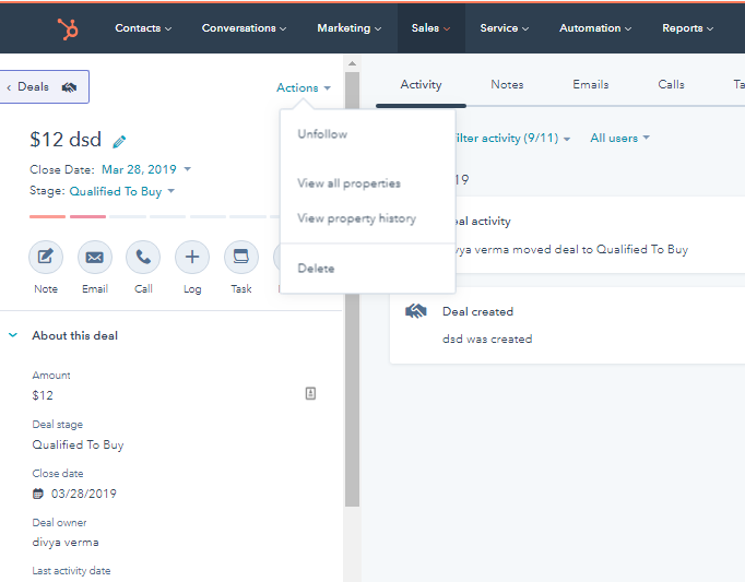 Here is the definitive Guide you need to get started with HubSpot CRM 24 hubspot-crm-action-drop-down