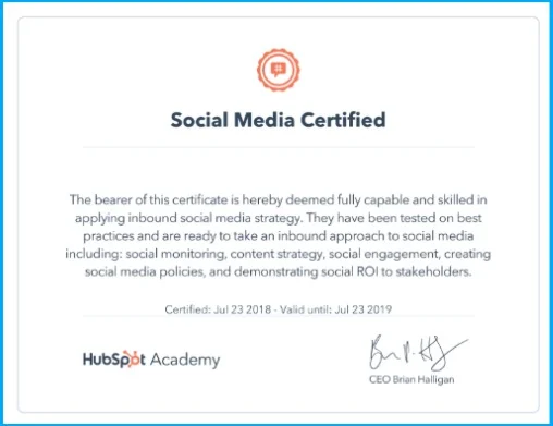 hubspot-social-media-certification