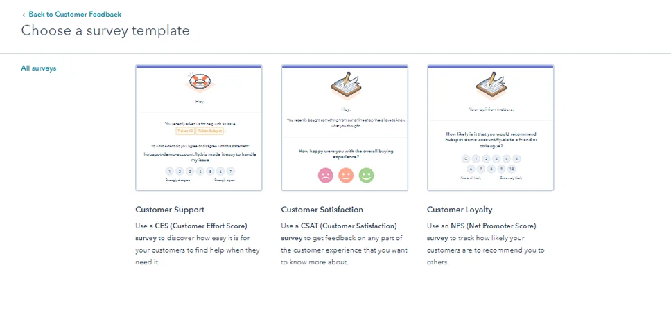 How to use HubSpot Survey Forms for better Customer Satisfaction 3 choose-survey-template