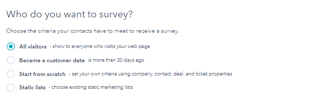 How to use HubSpot Survey Forms for better Customer Satisfaction 14 choose-the-audience-hubspot-survey-forms