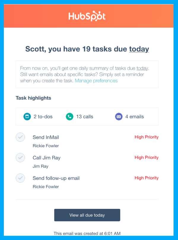 HubSpot Product Updates August 2020 4 task-daily-digest