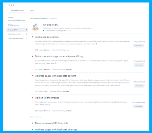 HubSpot Product Updates November 2020 1 seo-audit-tool