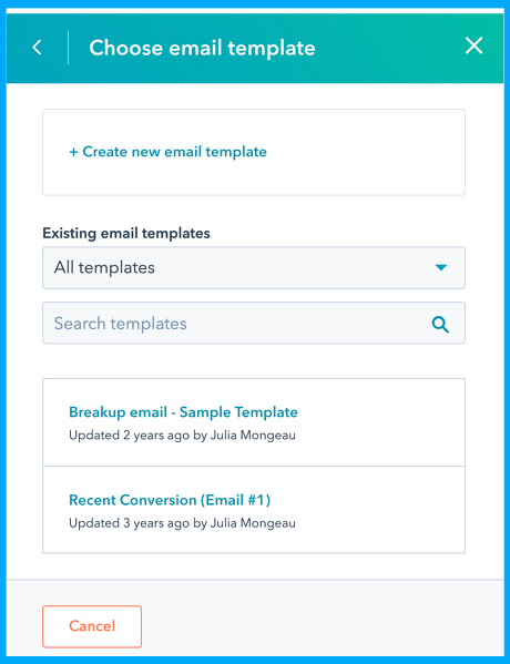 How to create and edit HubSpot Sequences: An easy Guide 1 choose-email-template-hubspot-sequences