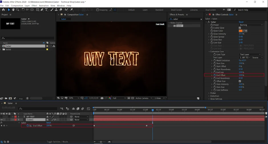 apply keys to the end offset settings