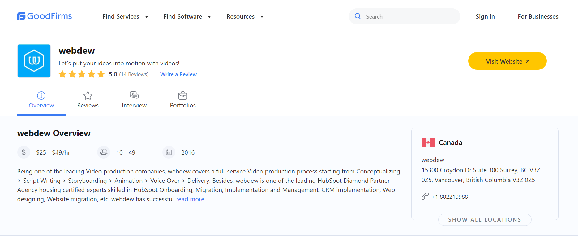 webdew as a video production company