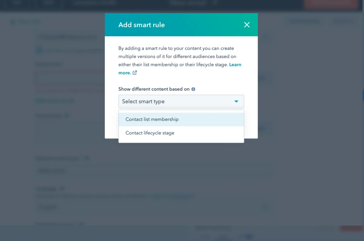add-smart-rule-in-hubspot-email-campaign