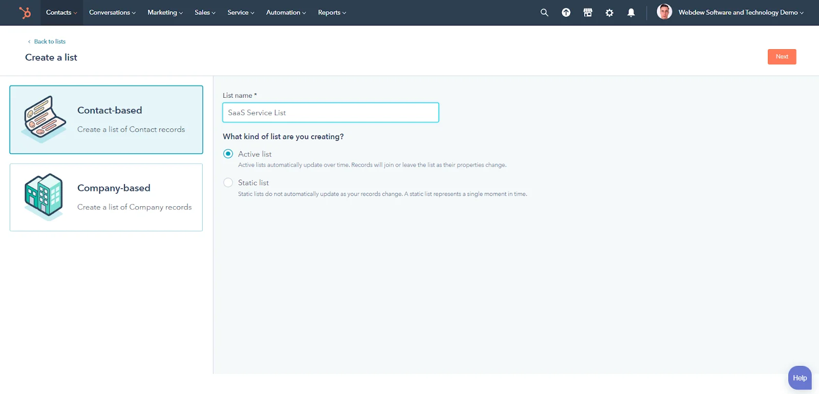 contact-based-and-company-based-list