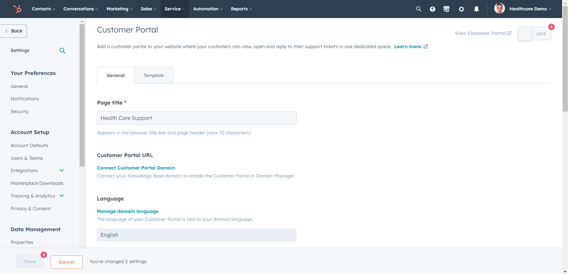 HubSpot for Healthcare: Improve your Customer Service and Support 4 Customer-Portal-Settings