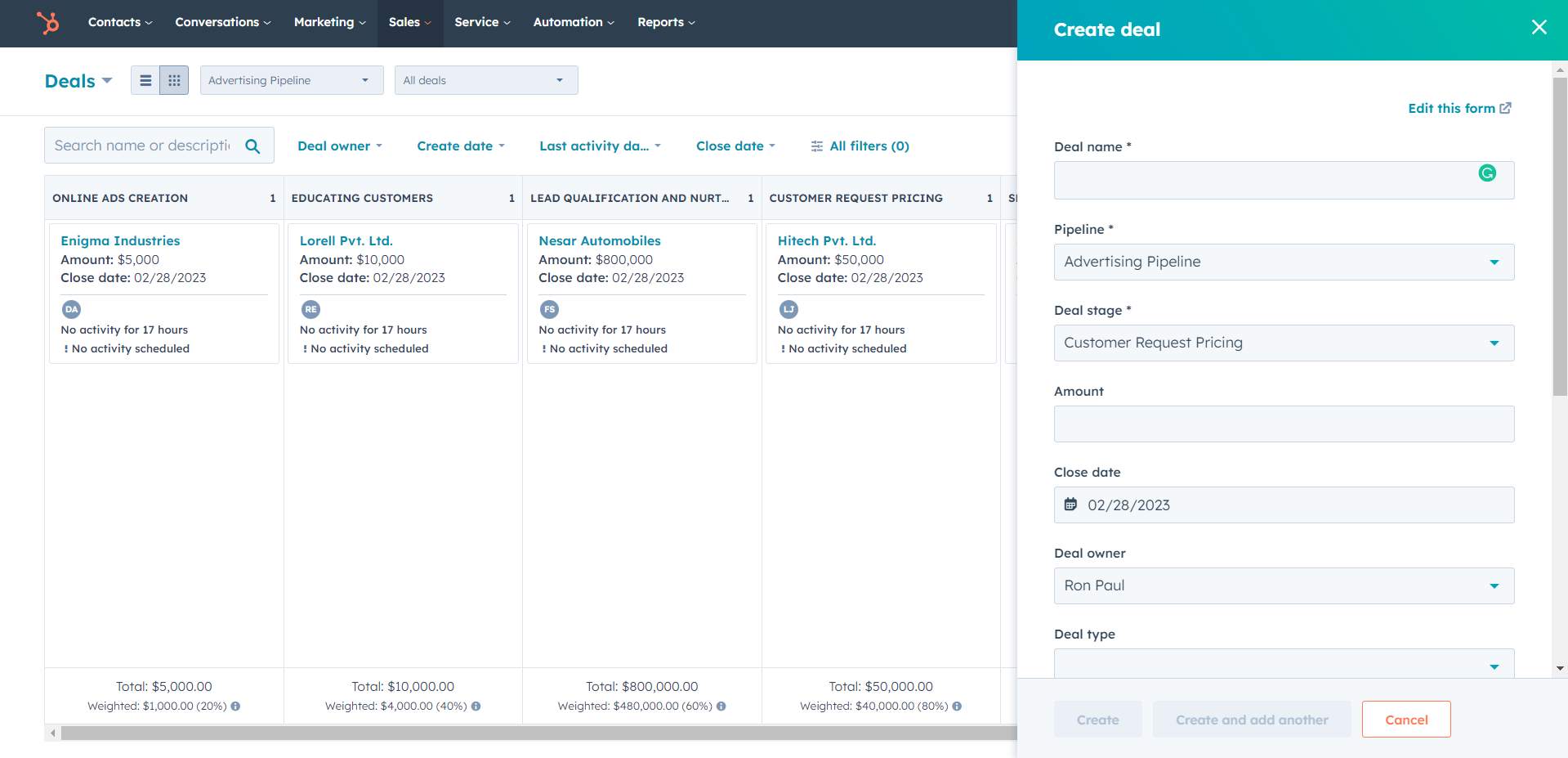 HubSpot for Marketing and Advertising: The leading Solution for Growth 2 Create-Deal-hubspot-for-marketing