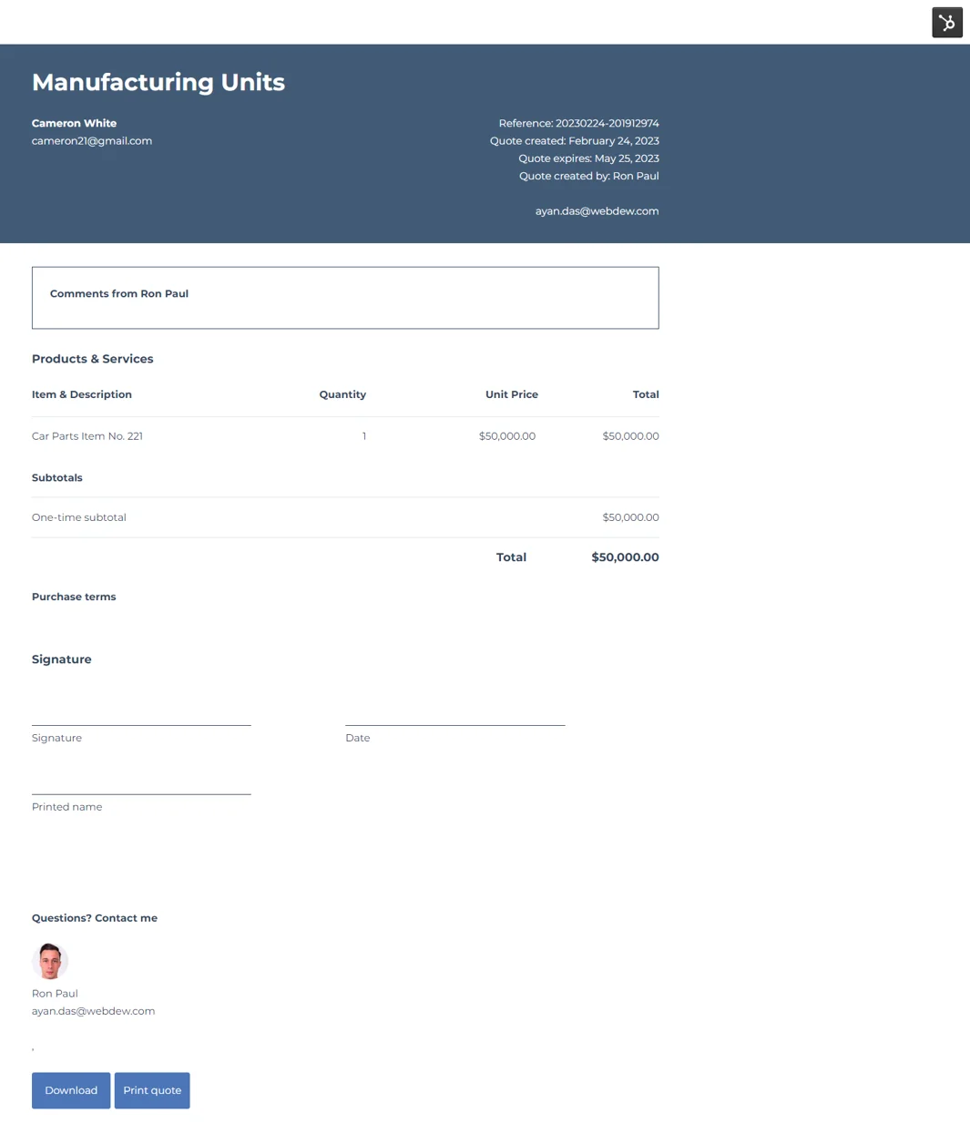HubSpot for Manufacturing: The Ultimate Solution for your Business 4 HubSpot-Quotes-Tool-Manufacturing
