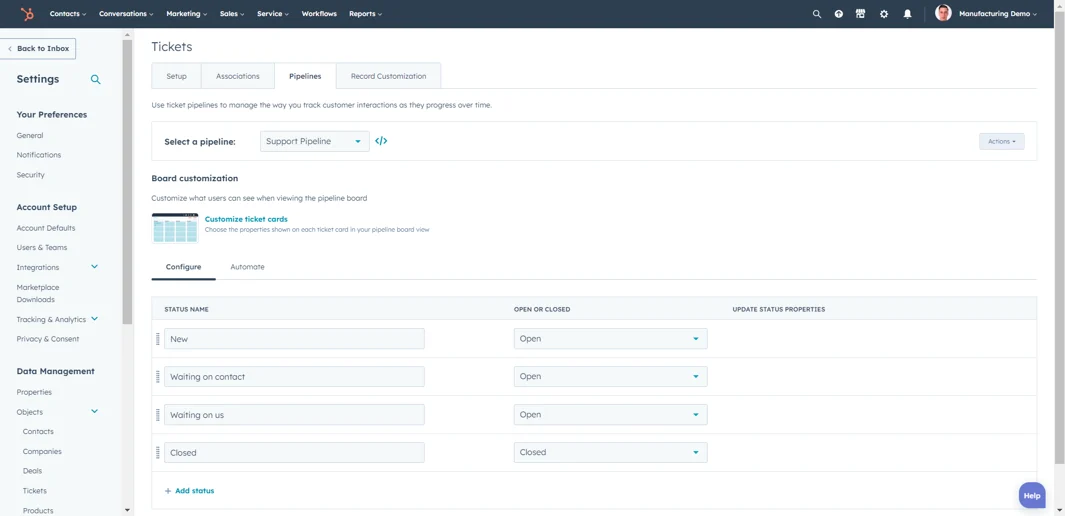 HubSpot for Manufacturing: The Ultimate Solution for your Business 14 HubSpot-Ticket-Pipeline