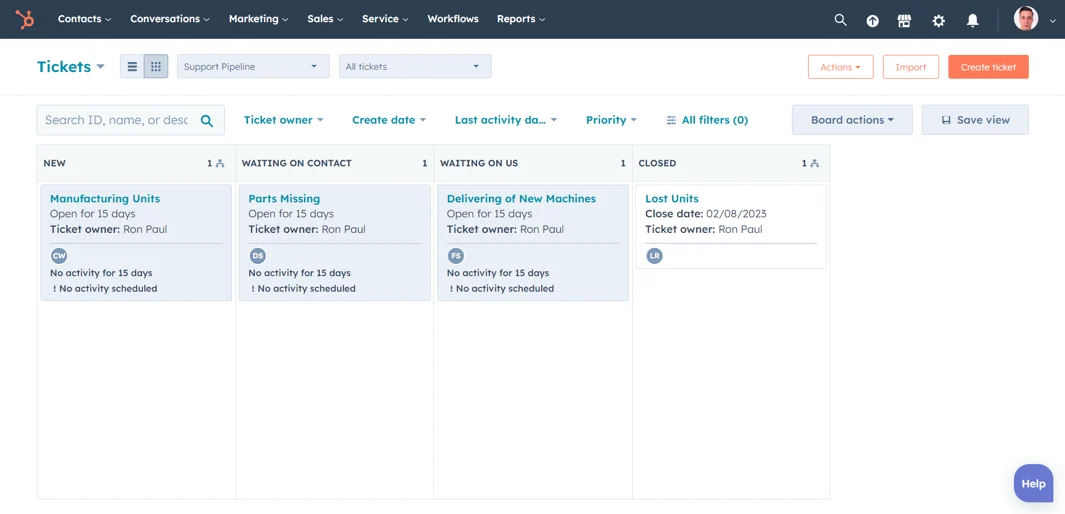 HubSpot for Manufacturing: The Ultimate Solution for your Business 13 HubSpot-Tickets