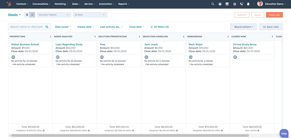 hubspot-for-education-Deal-Dashboard