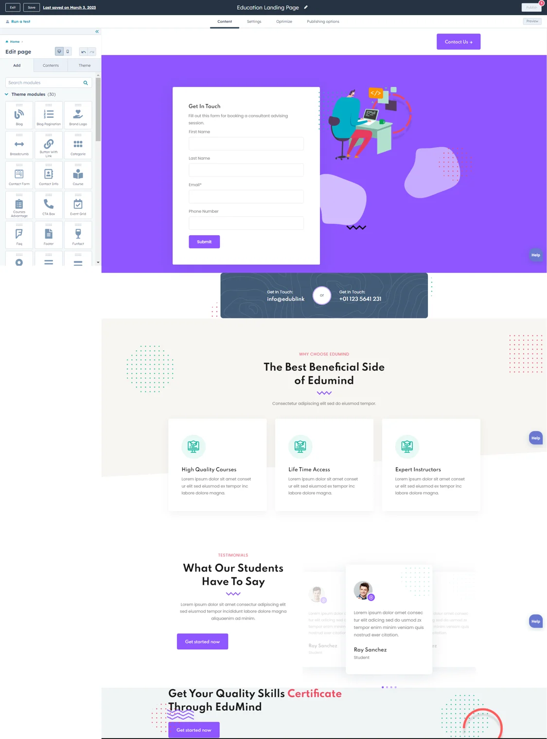 hubspot-for-education-Landing-Page-Builder