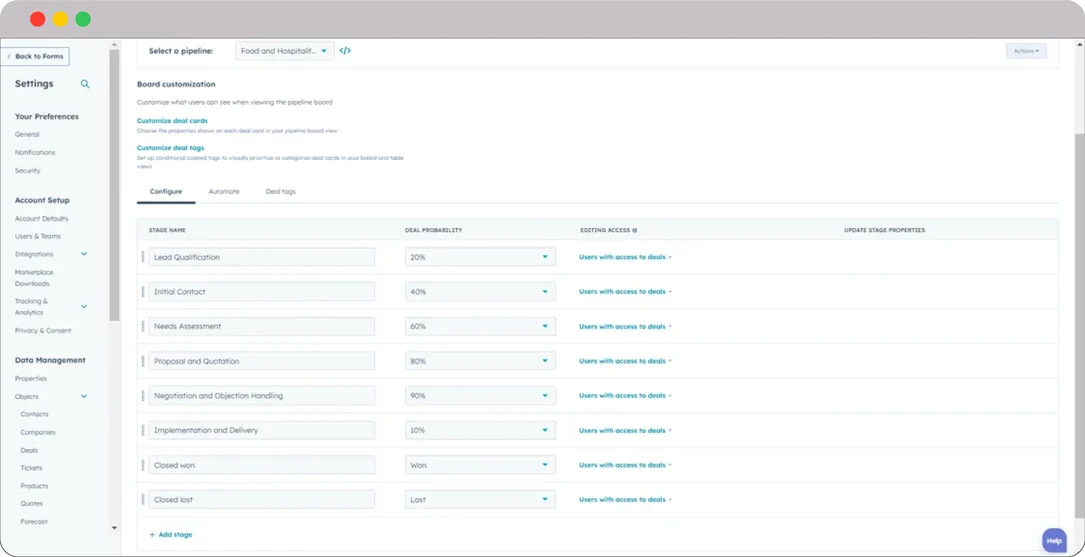 HubSpot-food-and-hospitality-deal-tracking