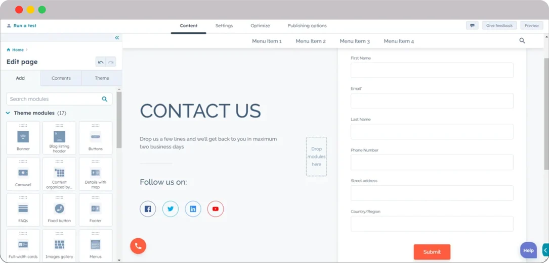 HubSpot-food-and-hospitality-landing-page-builder