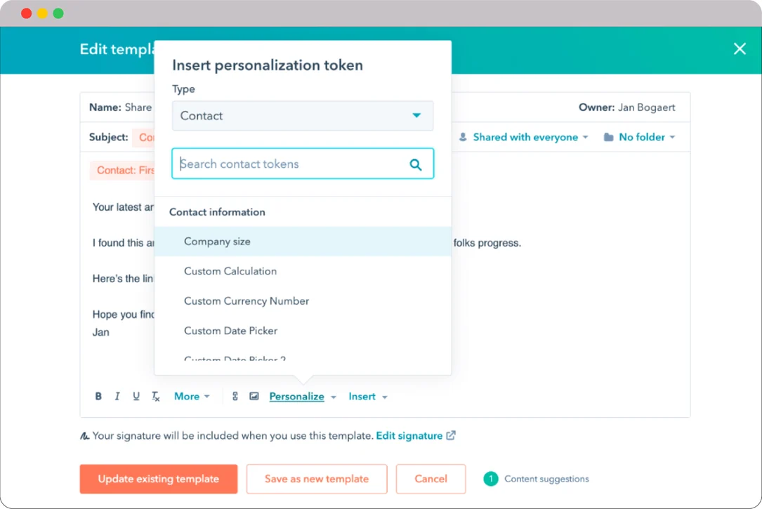 HubSpot for Automotive and Transport: How to boost your Sales and ROI? 20 HubSpot-for-automotive-and-transport-personlaization-token