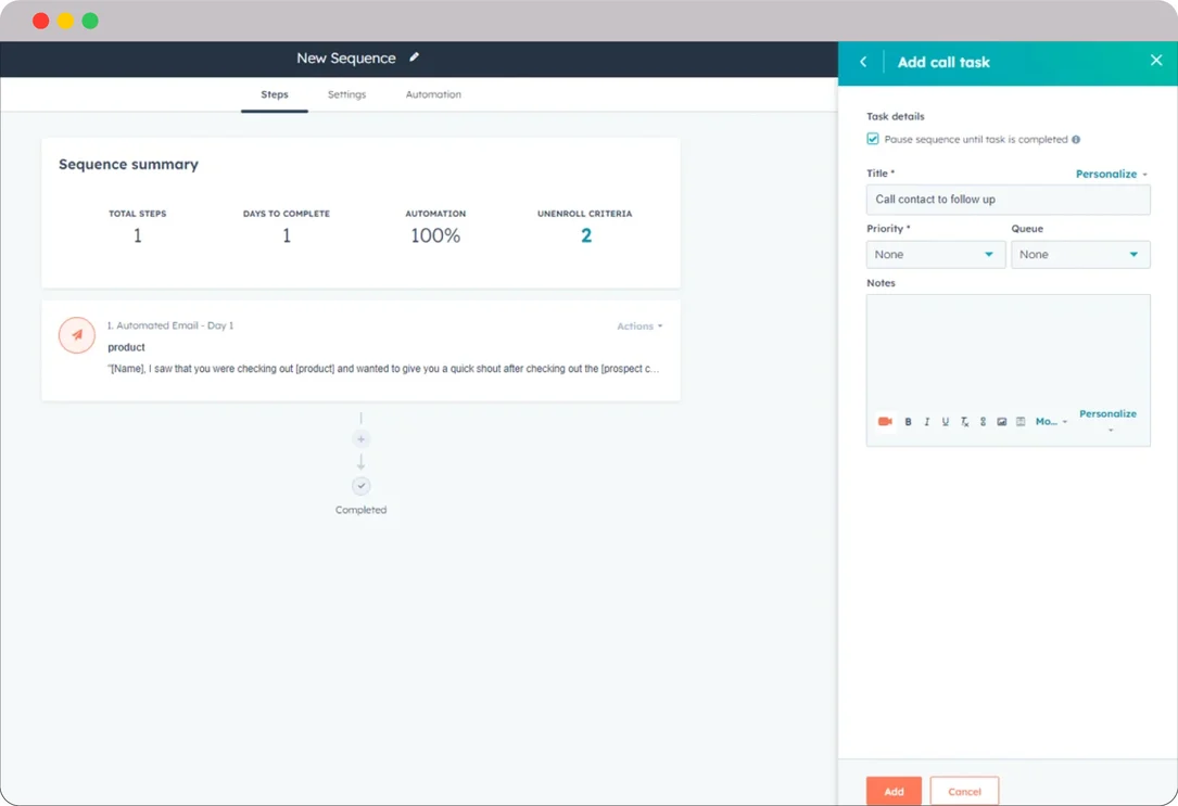 hubspot-for-food-and-hospitality-Sequences-Tool