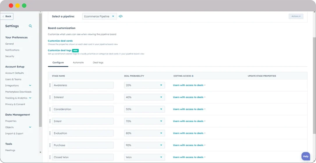 HubSpot-for-ecommere-deals-pipeline