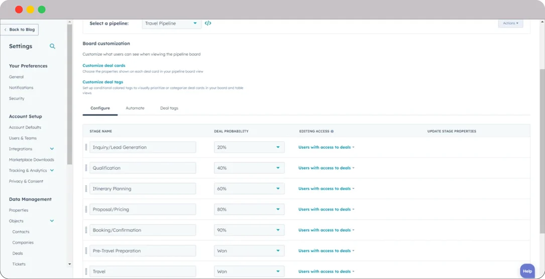 HubSpot for Travel Agencies: Driving Results and Business Growth 11 Travel-Deals-Pipeline