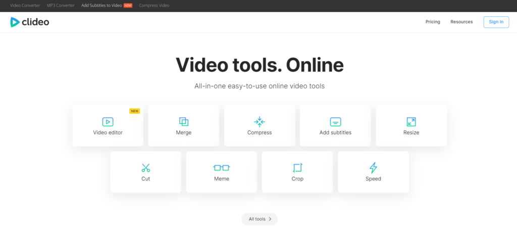 Clideo video editing website