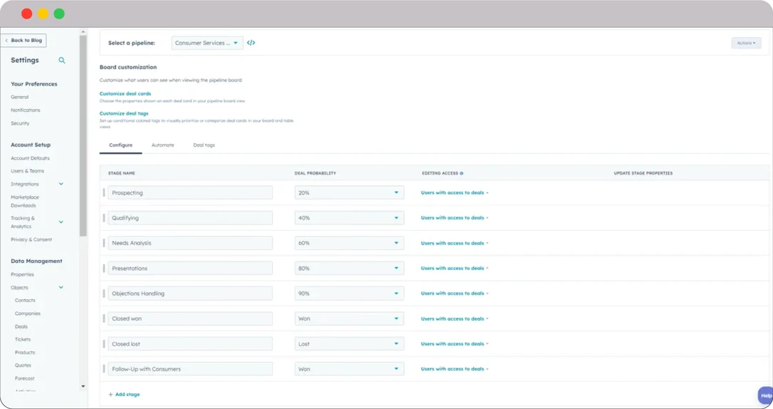 Unlocking the Power of HubSpot for Customer Service Excellence 14 Consumer-Services-Deals-Pipeline