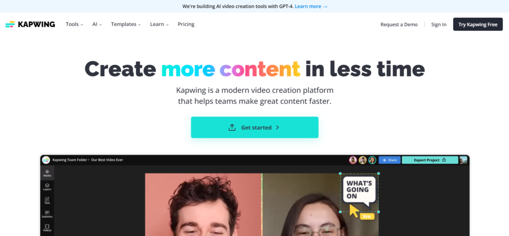 Kawping video editing website