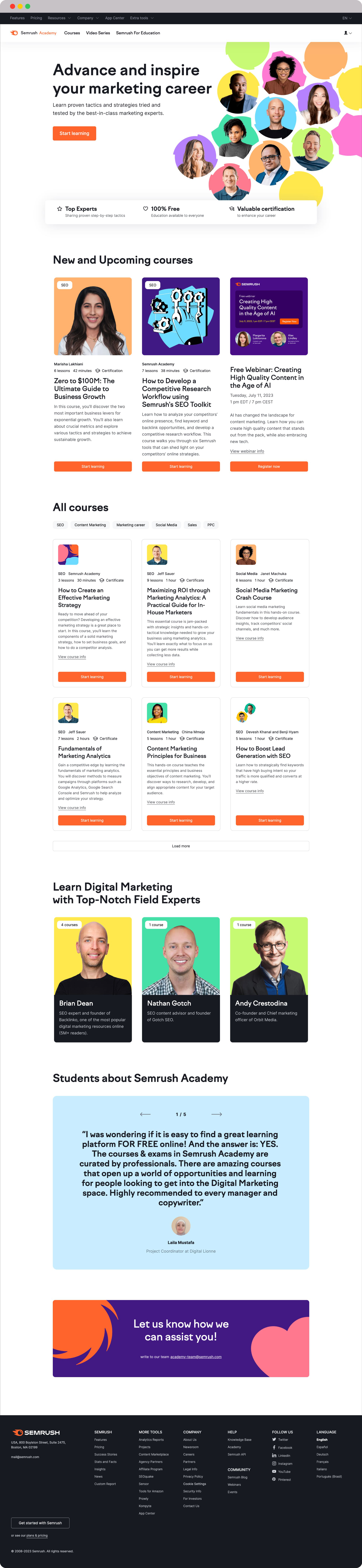 Semrush resource page