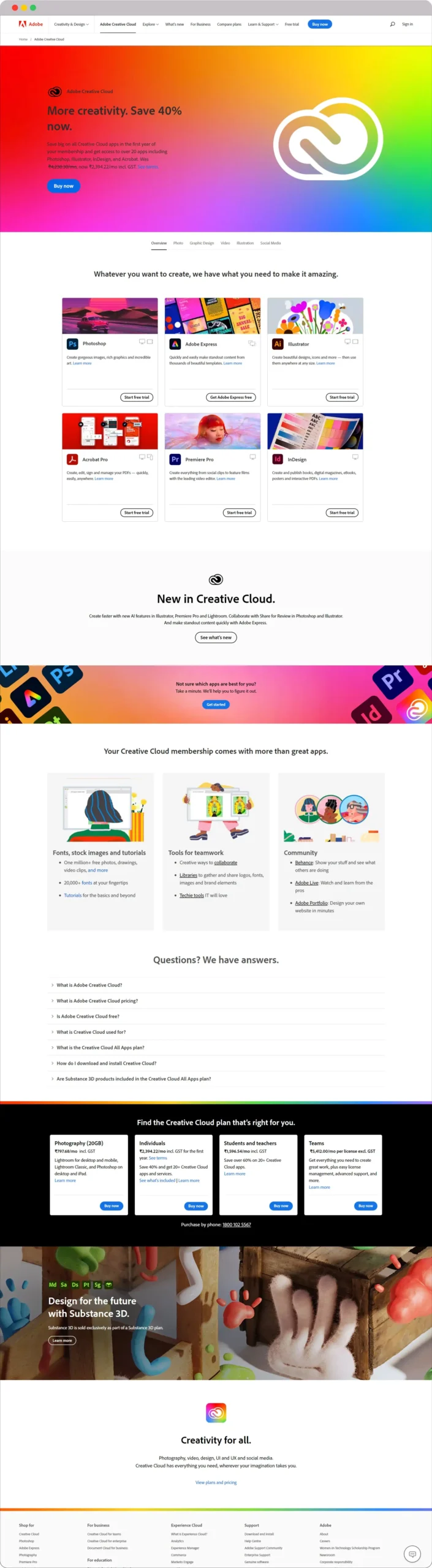 SaaS Website Examples: Discover the Power of Great Design 7 Adobe in creativecloud scaled