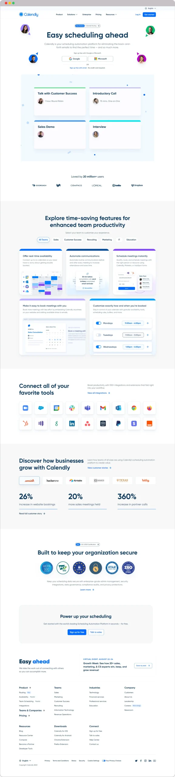 SaaS Website Examples: Discover the Power of Great Design 23 Clear value propsition on Calendly website scaled