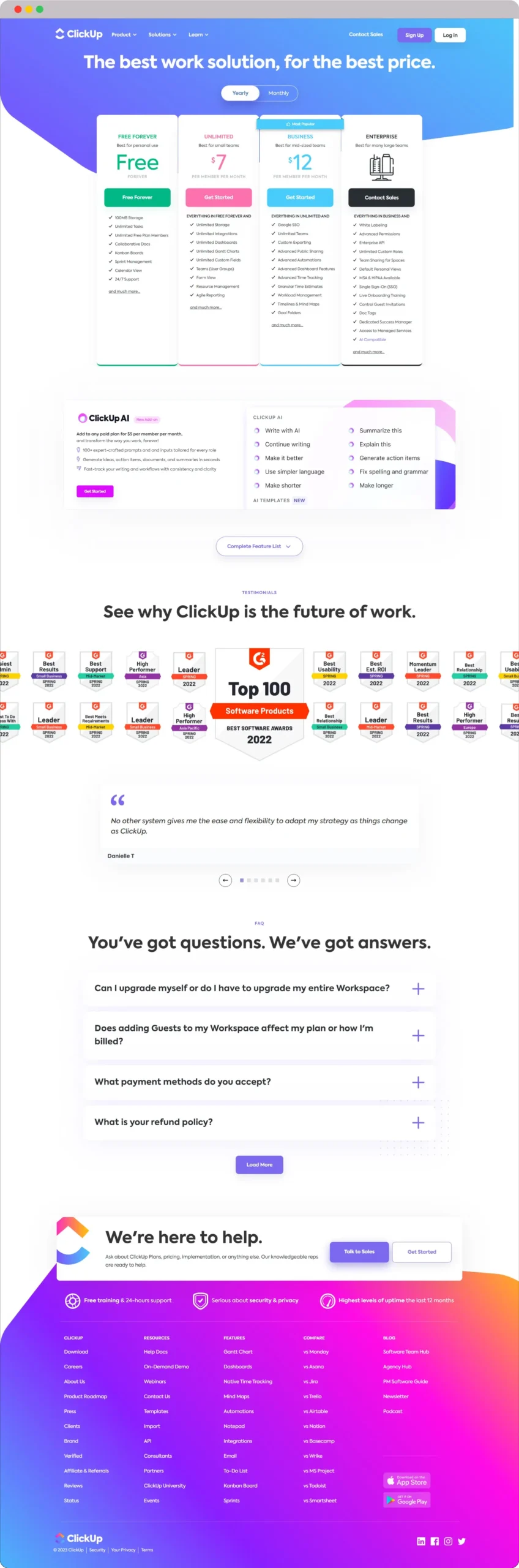 SaaS Website Examples: Discover the Power of Great Design 14 ClickuUp pricing page scaled