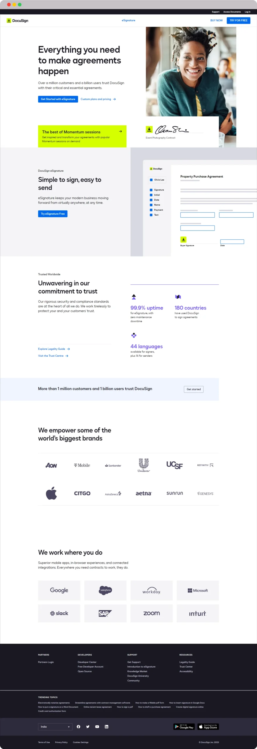 SaaS Website Examples: Discover the Power of Great Design 20 Docusign homepage scaled
