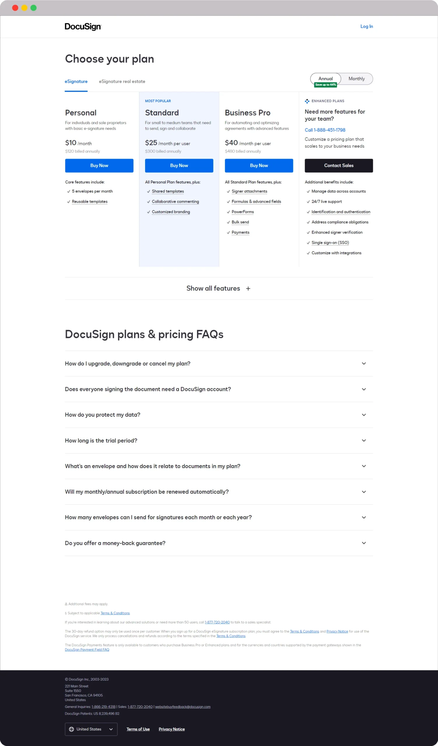 SaaS Website Examples: Discover the Power of Great Design 21 Docusign pricing page scaled