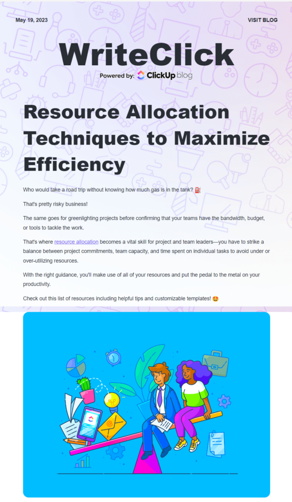 Educational email clickup