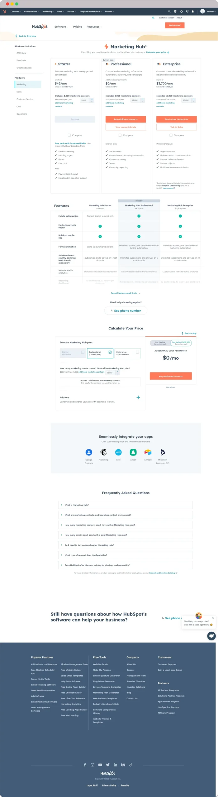 SaaS Website Examples: Discover the Power of Great Design 2 Hubspot pricing page scaled