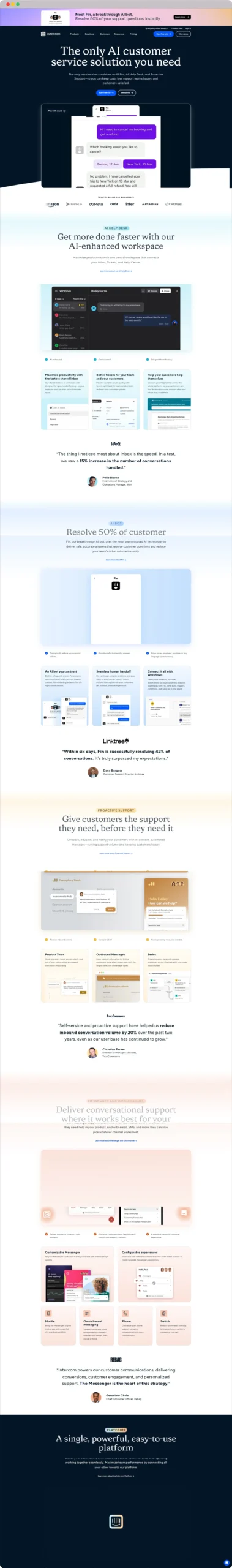 SaaS Website Examples: Discover the Power of Great Design 24 Intercom homepage scaled