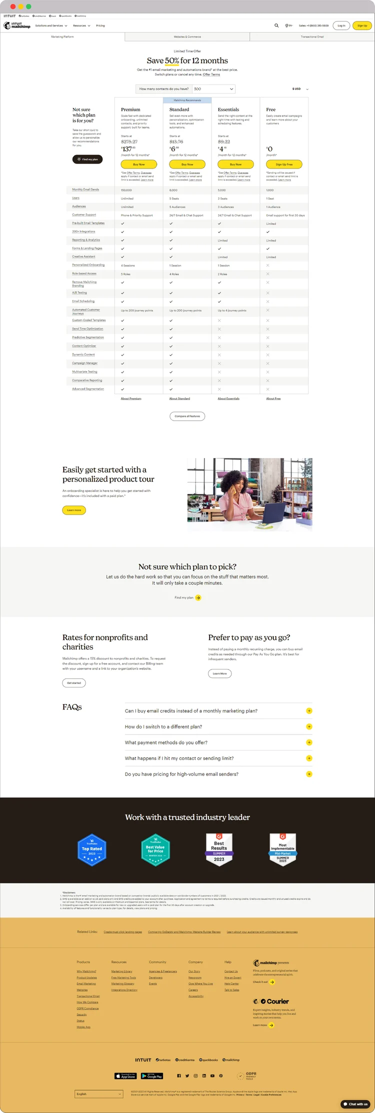 SaaS Website Examples: Discover the Power of Great Design 12 Mailchimp Pricing Page