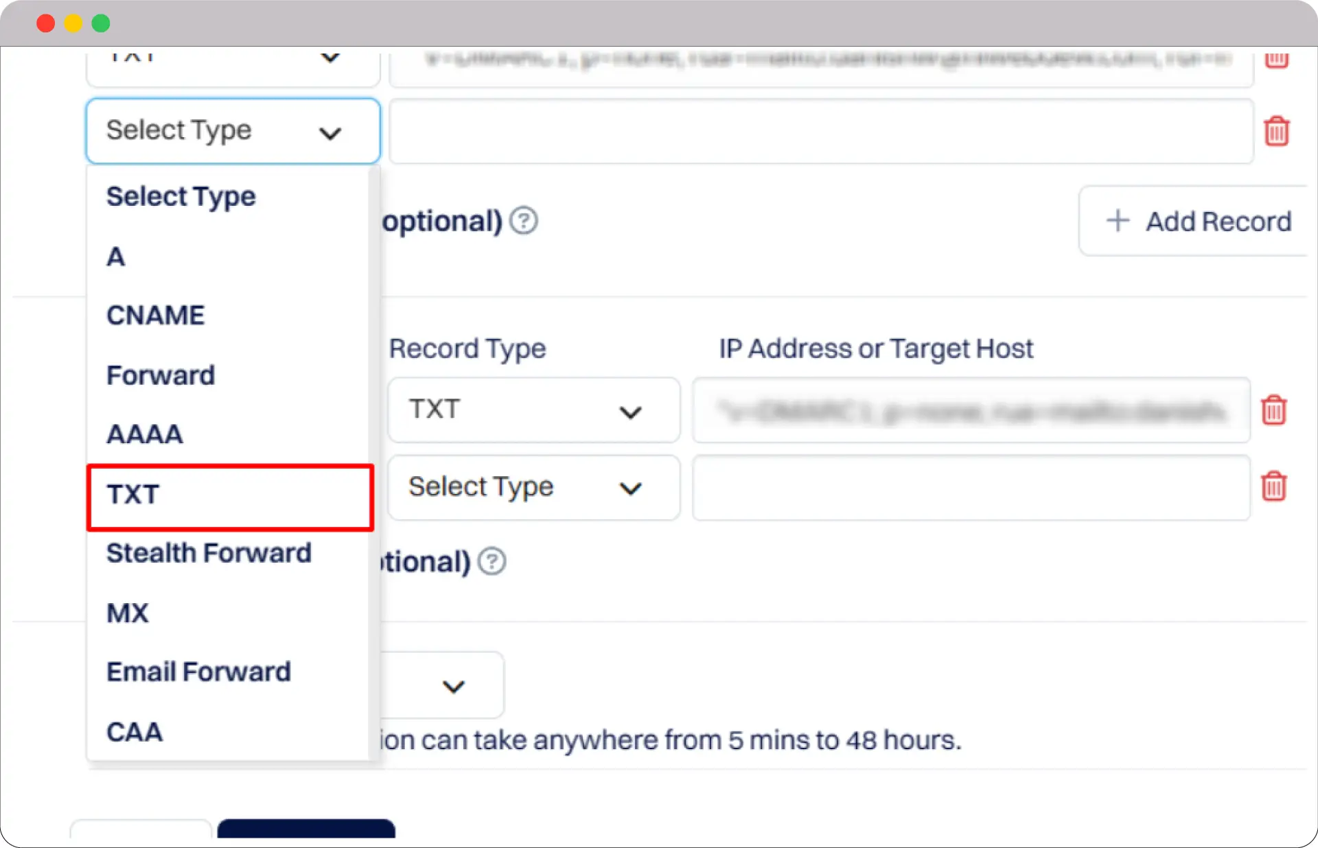 SPF, DKIM, DMARC explained: Enhancing email security and trust 3 Select Record Type as TXT