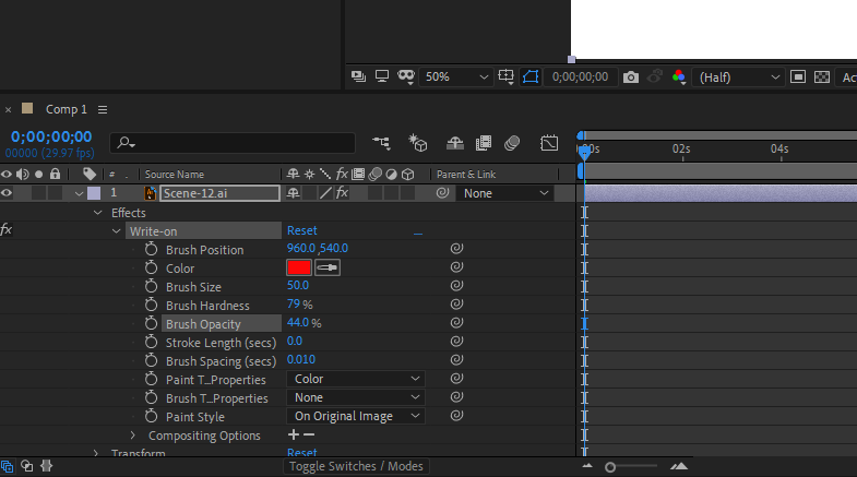 adjust the brush opacity
