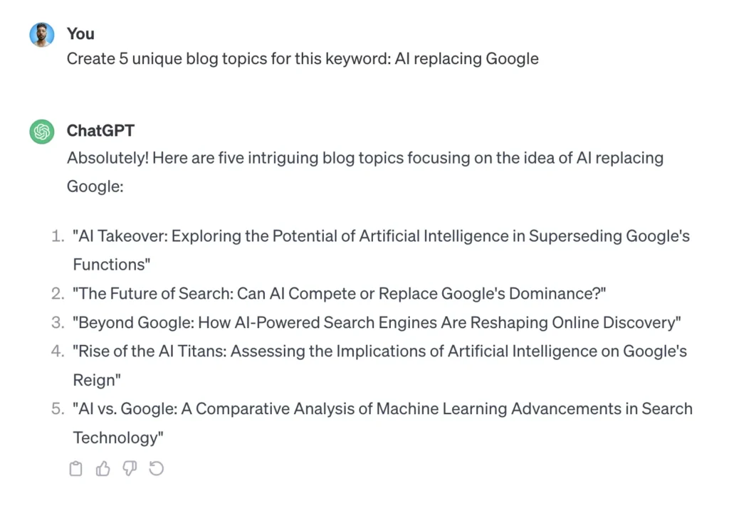chatgpt creating blog topics