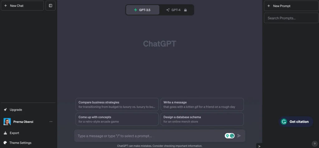 chatgpt dashboard