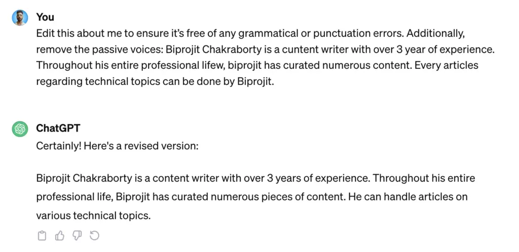 chatgpt editing a content