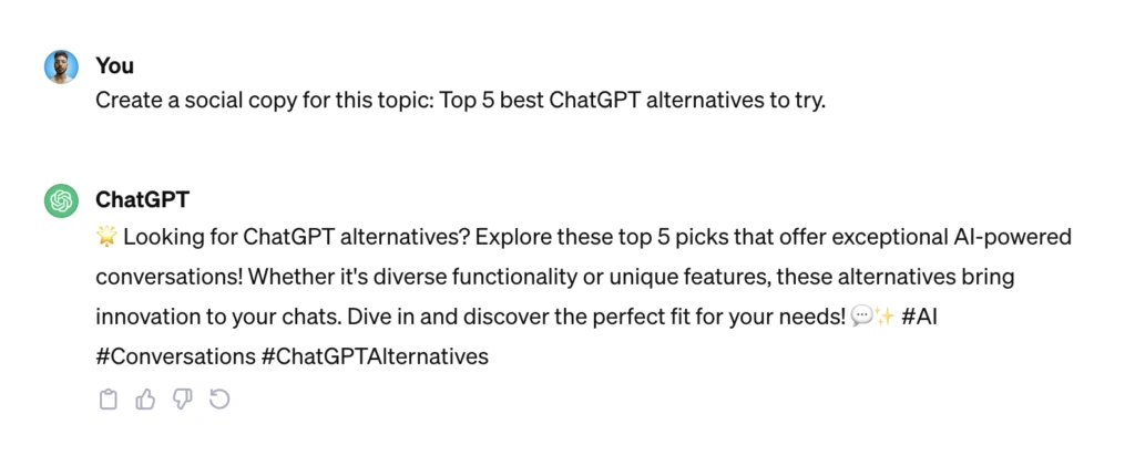 Top 17 most popular ChatGPT Applications for automation 9 chatgpt for social media copies