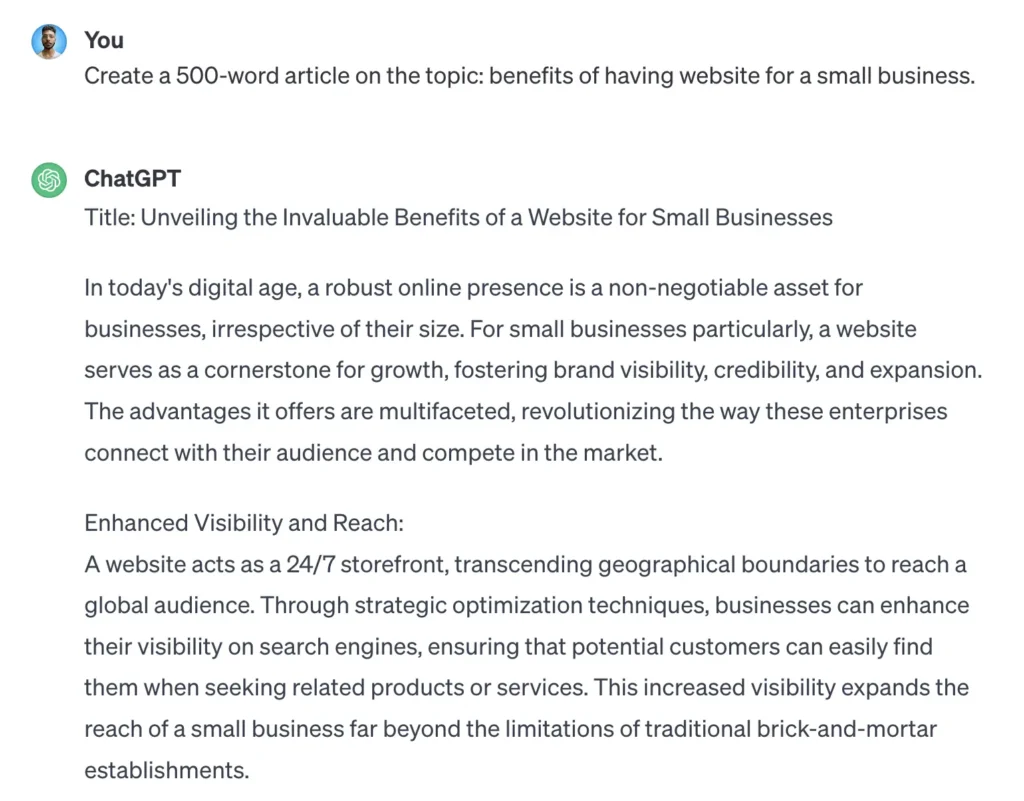 chatgpt generic responses