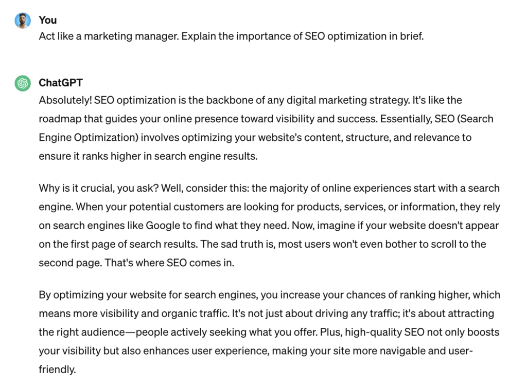Top 17 most popular ChatGPT Applications for automation 19 chatgpt marketing roleplaying 1024x755 1
