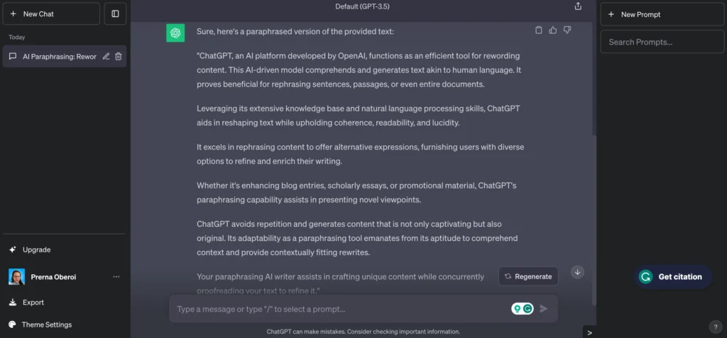 chatgpt paraphrased content