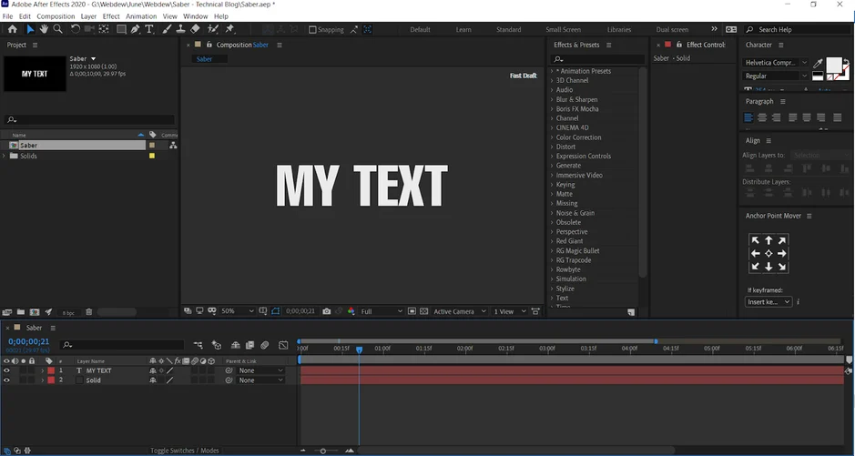 create solid layer saber
