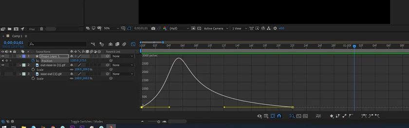 explode out and ease in graph editor
