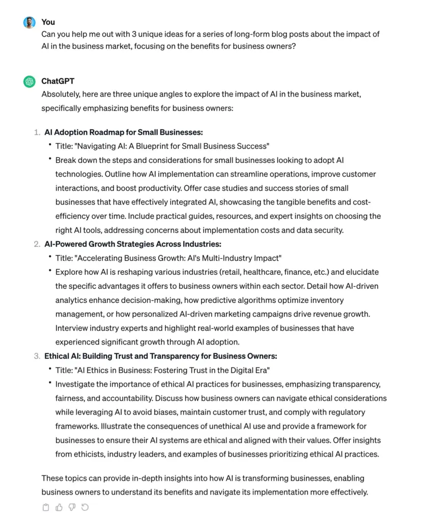 how to use chatgpt effectively to generate unique ideas