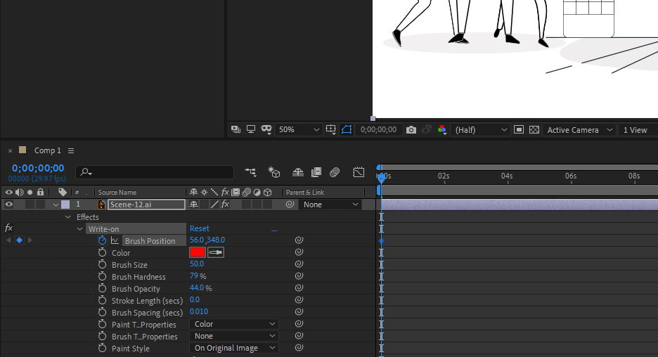 make a keyframe on brush position